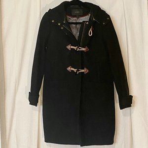 J.Crew Hooded Black Toggle Wool Peacoat